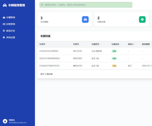 简单的车辆租赁登记管理系统 简单的车辆租赁登记管理系统